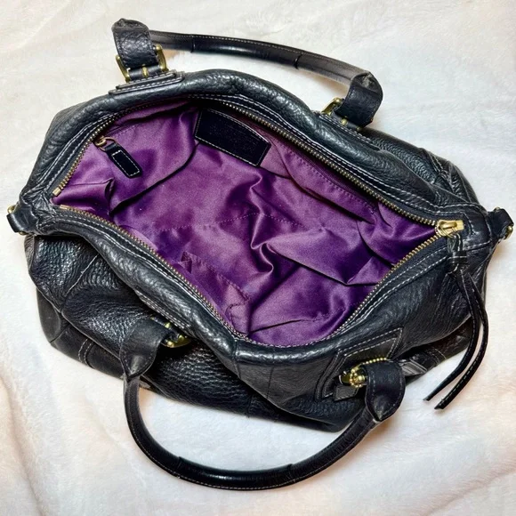 Coach Hamilton Large Black Leather Satchel Bag F12444 - Picture 5 of 11